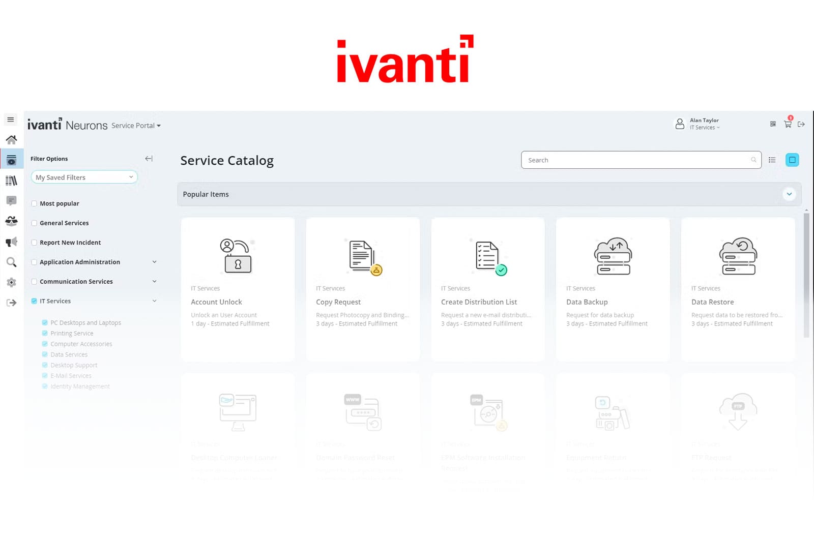 Ejemplo de interfaz de Ivanti.