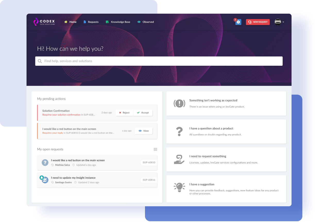 InvGate Service Management allows you to customize the self-service portal to match your brand's identity.