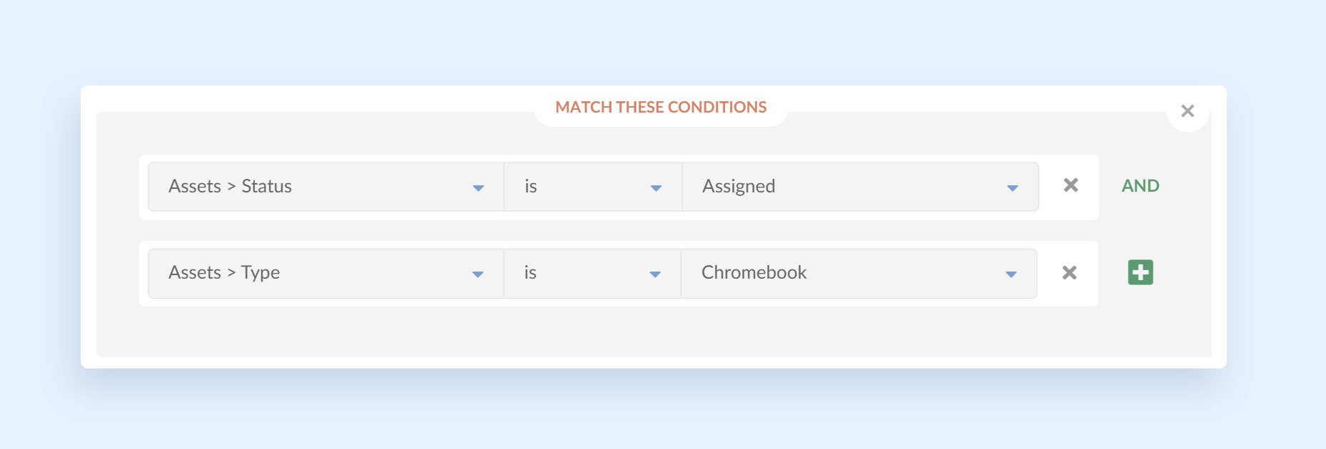 Example of how to create an ITAM report on InvGate Asset Management to see how many and which Chromebooks are assigned in an organization.
